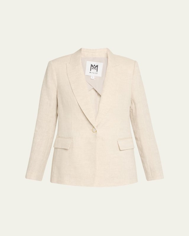 Alexa Single-Button Linen Blend Blazer